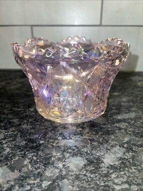 Mosser Glass  iridescent finger bowl. Carnival glass. Shiny Like new.
